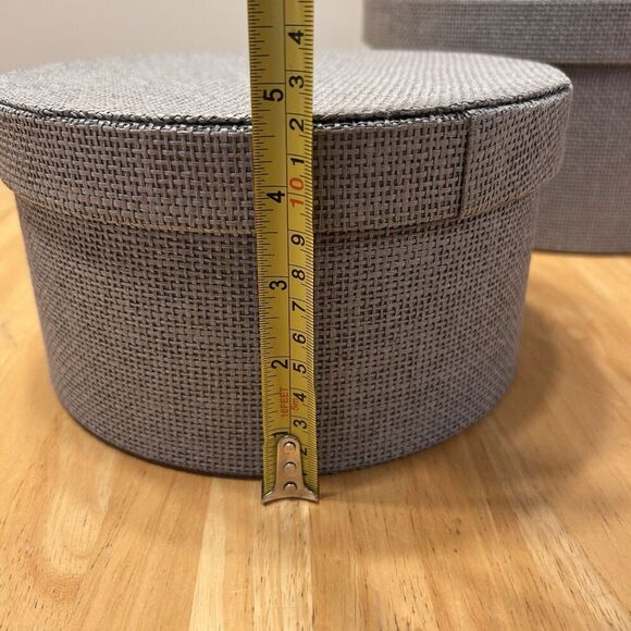 (2) IKEA KVARNVIK Round‎ Nesting Storage Boxes Lids Gray Fabric  20023  1613 - Picture 8 of 8